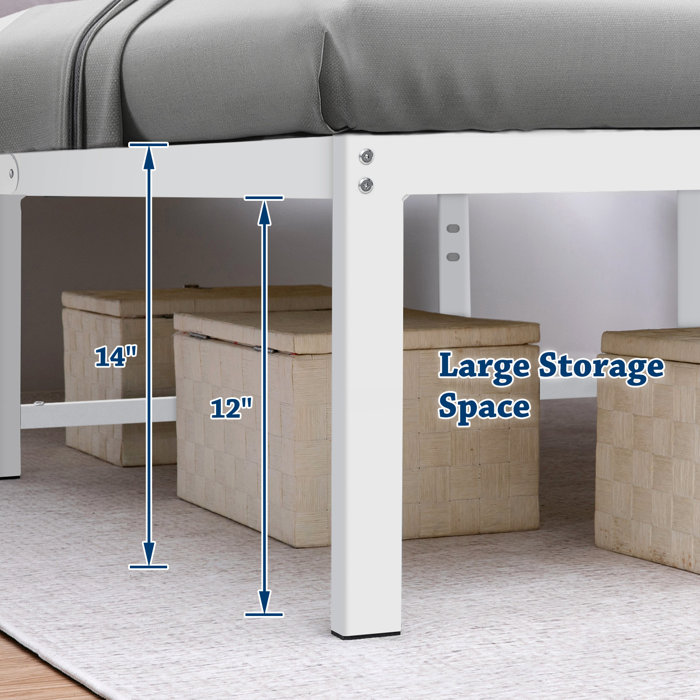 Alwyn Home Scio 14'' High White Bed Frame Metal Bedframes with